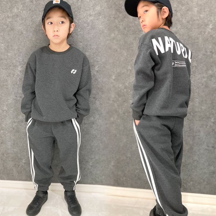 キッズセットアップ裏起毛子供服ロゴビッグシルエットBIGスウェットパンツ長ズボンジャージスポーツラインパンツジュニアカジュアル110cm120cm130cm140cm150cm160cm「543-122」