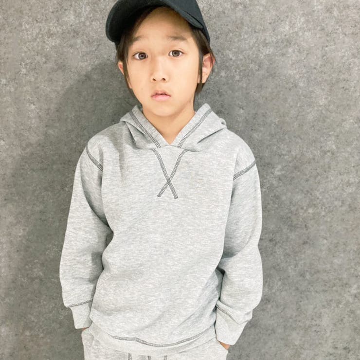 キッズパーカーフーディートップスプルパーカー裏起毛子供服男の子女の子無地ステッチジュニアカジュアルアメカジストリート110cm120cm130cm140cm150cm160cm「543-124」