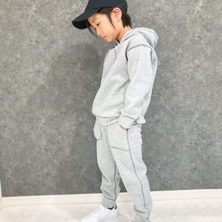 キッズパーカーフーディートップスプルパーカー裏起毛子供服男の子女の子無地ステッチジュニアカジュアルアメカジストリート110cm120cm130cm140cm150cm160cm「543-124」