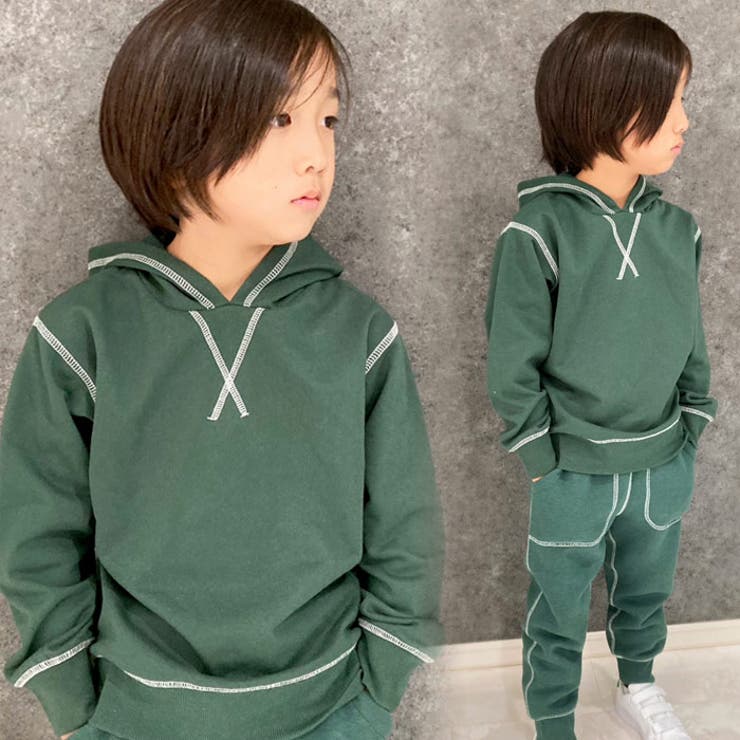 キッズパーカーフーディートップスプルパーカー裏起毛子供服男の子女の子無地ステッチジュニアカジュアルアメカジストリート110cm120cm130cm140cm150cm160cm「543-124」