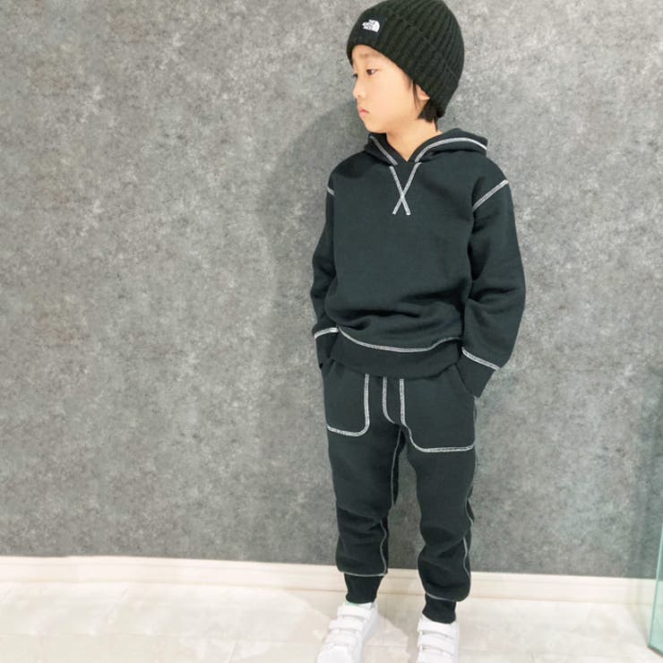 キッズパーカーフーディートップスプルパーカー裏起毛子供服男の子女の子無地ステッチジュニアカジュアルアメカジストリート110cm120cm130cm140cm150cm160cm「543-124」