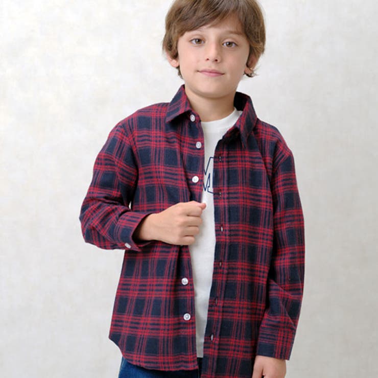 キッズネルシャツ子供服長袖シャツ男の子女の子ボーイズガールズチェックシャツちょいオーバーちょいビッグ羽織りアメカジ韓国子供服120cm130cm140cm150cm160cm「943-00」