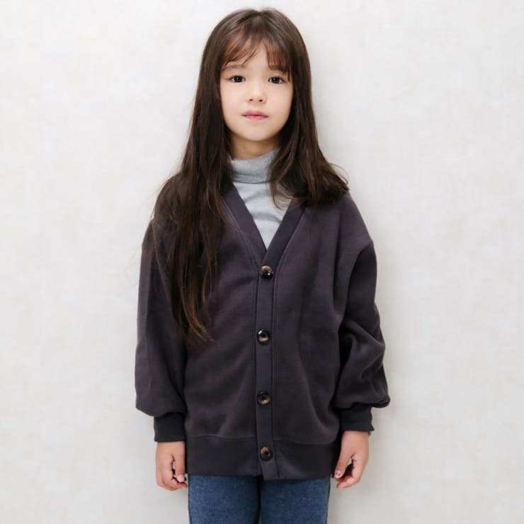 キッズカーディガンマイクロフリース子供服男の子女の子ボーイズガールズ無地羽織りライトアウターカーデビッグシルエットBIG大きめゆったり110cm120cm130cm140cm150cm160cm「943-05」