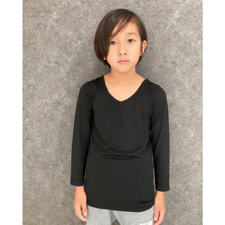 キッズインナー肌着ヒートインナー長袖Uネック子供服男の子女の子トップスカットソー無地暖か保温ジュニアカジュアル110cm120cm130cm140cm150cm160cm「DV-0040」