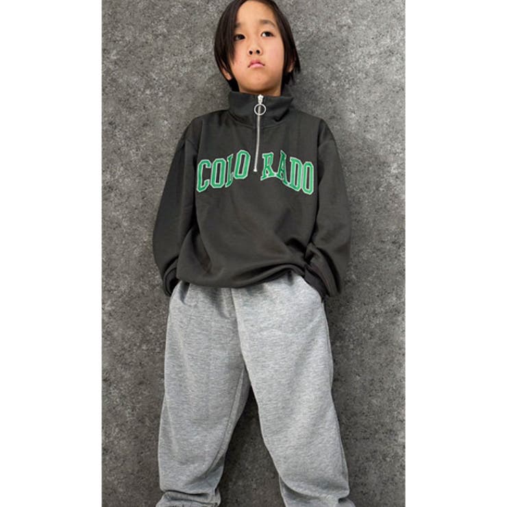 【送料無料】キッズハーフZIPジップトレーナー子供服長袖BIGビッグシルエットオーバーサイズゆったり大きめ男の子女の子ボーイズガールズボンディングクルーネックロゴバックプリントジュニア110cm120cm130cm140cm150cm160cm「514-101」