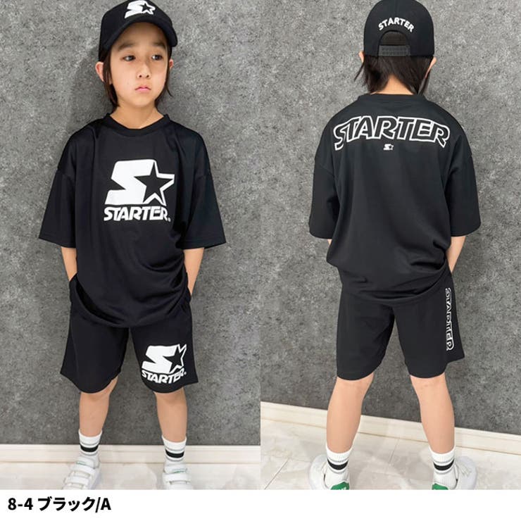 【送料無料】STARTERセットアップ上下セットスターター半袖Tシャツハーフパンツ半ズボンドライメッシュBIGビッグシルエットキッズ子供服プリントロゴブランド110cm120cm130cm140cm150cm160cm「STA24-04.05」