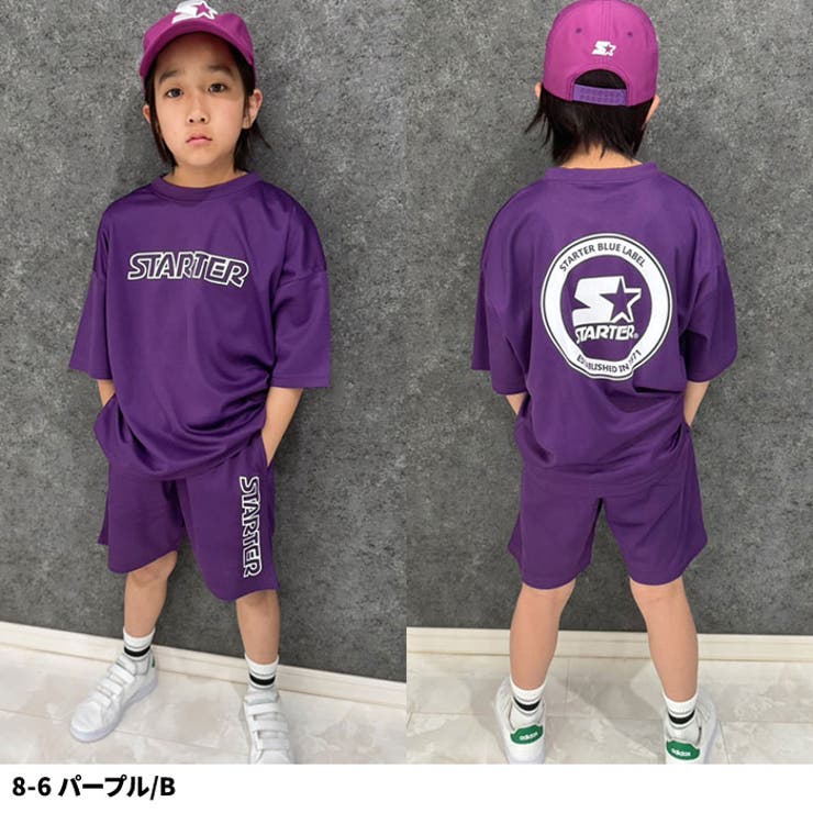 【送料無料】STARTERセットアップ上下セットスターター半袖Tシャツハーフパンツ半ズボンドライメッシュBIGビッグシルエットキッズ子供服プリントロゴブランド110cm120cm130cm140cm150cm160cm「STA24-04.05」