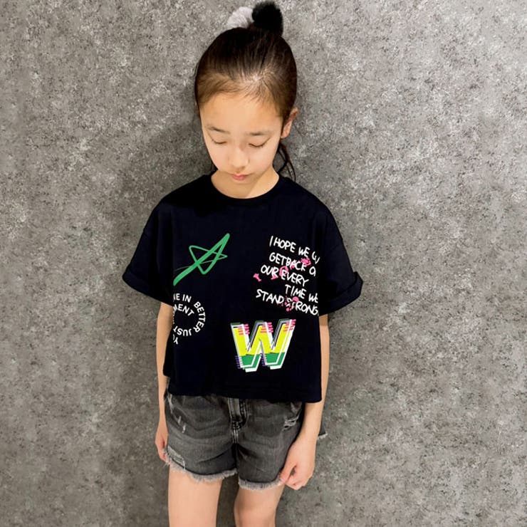 SHISKY オーバーサイズショートレングスプリントTシャツ キッズ