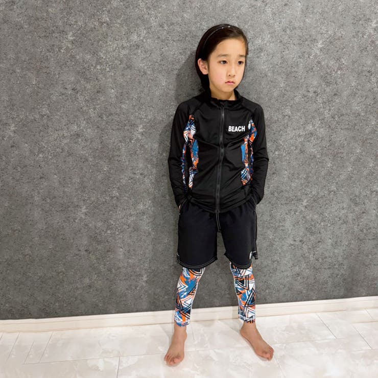 【送料無料】キッズ水着スパッツレギンスタイツラッシュガード総柄子供用男の子女の子おしゃれ紫外線対策日焼け防止UVケア海水浴水泳プールジュニア110cm120cm130cm140cm150cm160cm「934-06」
