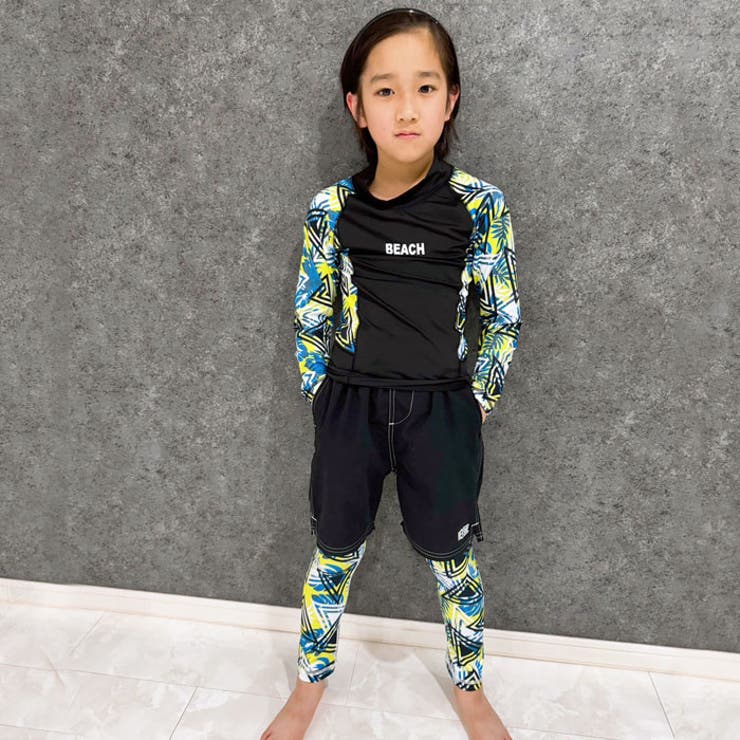 【送料無料】キッズ水着スパッツレギンスタイツラッシュガード総柄子供用男の子女の子おしゃれ紫外線対策日焼け防止UVケア海水浴水泳プールジュニア110cm120cm130cm140cm150cm160cm「934-06」