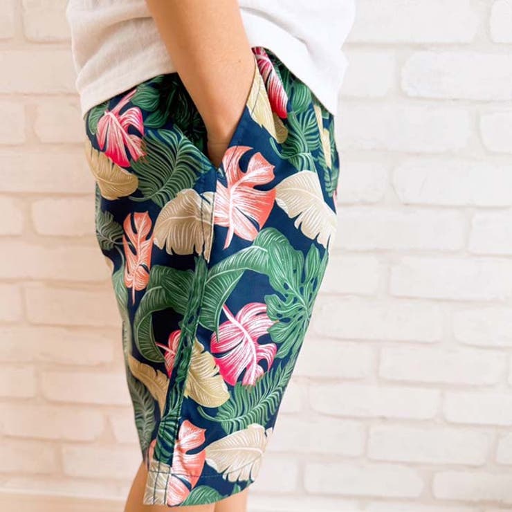【送料無料】キッズアロハパンツハーフパンツ半ズボン短パン接触冷感ひんやり子供服男の子女の子ボーイズガールズアロハパンツジュニアカジュアルアメカジハワイアンリゾート夏物夏服110cm120cm130cm140cm150cm160cm「934-10」