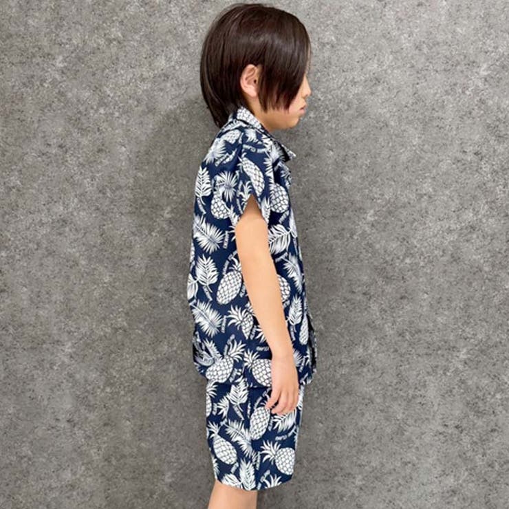 【送料無料】キッズアロハシャツセットアップ上下セットゆるサイズゆったり接触冷感ひんやり子供服男の子女の子半袖ハーフパンツジュニアカジュアルアメカジハワイアンリゾート夏物夏服110cm120cm130cm140cm150cm160cm「934-10.11SET」