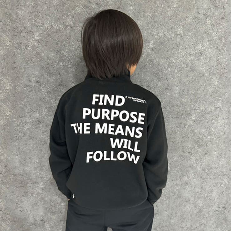 キッズトレーナートップス裏起毛タートルネックハイネックハーフジップZIP子供服男の子女の子ビッグシルエットBIGプリントロゴジュニアカジュアルアメカジストリート110cm120cm130cm140cm150cm160cm「543-113」