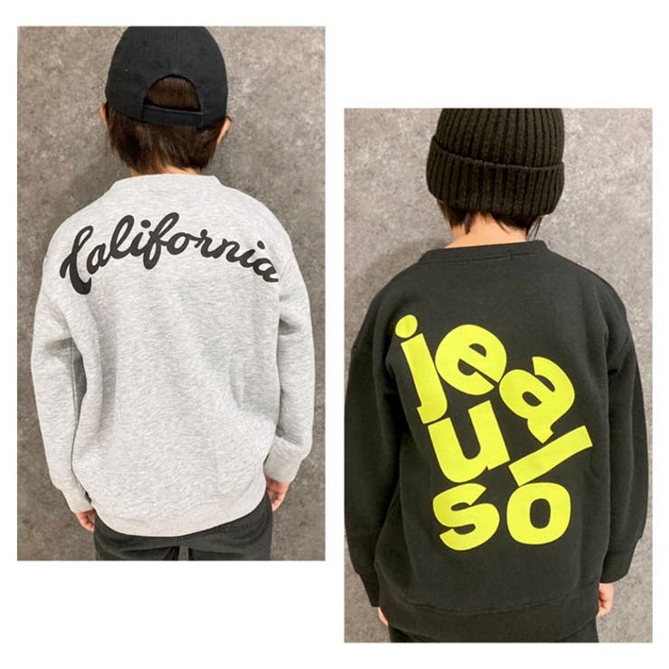 キッズトレーナートップス裏起毛クルーネック子供服男の子女の子ビッグシルエットBIGプリントロゴバックプリントジュニアカジュアルアメカジストリート110cm120cm130cm140cm150cm160cm「543-130」