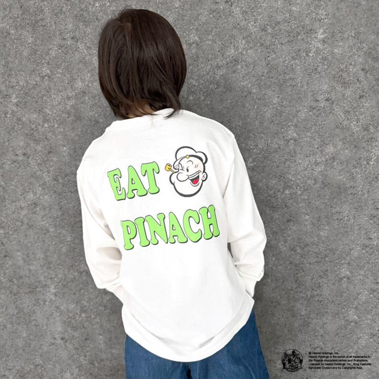 【送料無料】POPEYEオーバーサイズロングスリーブTシャツキッズ長袖TシャツロンT子供服男の子女の子キャラクターポパイロゴ綿100％BIGtシャツビッグシルエットビック秋物秋服韓国子供服110cm120cm130cm140cm150cm160cm「POP44-00」