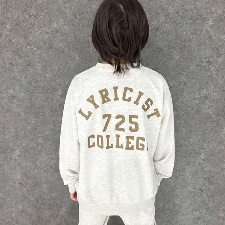 ミニ裏毛オーバーサイズプリントトレーナーキッズ子供服男の子女の子長袖トップススウェットビッグシルエットBIGビックゆったり大きめロゴジュニア韓国子供服秋物秋服ジュニアアメカジ110cm120cm130cm140cm150cm160cm「344-04」