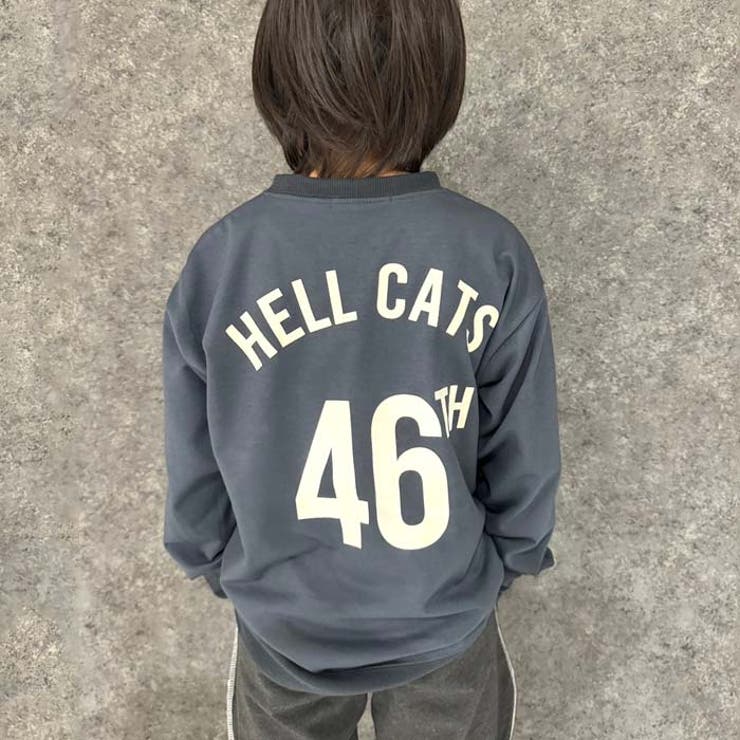 ミニ裏毛オーバーサイズプリントトレーナーキッズ子供服男の子女の子長袖トップススウェットビッグシルエットBIGビックゆったり大きめロゴジュニア韓国子供服秋物秋服ジュニアアメカジ110cm120cm130cm140cm150cm160cm「344-04」