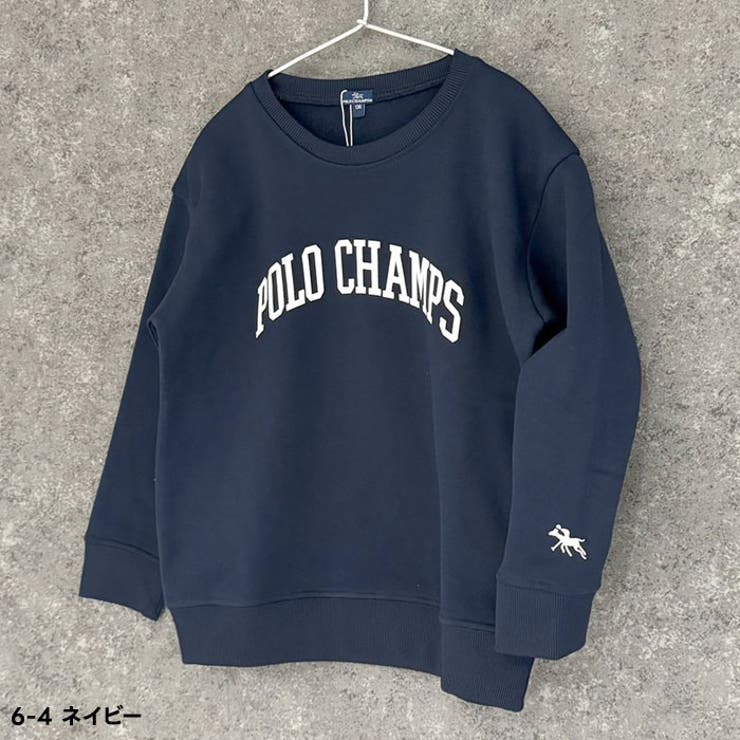 POLOCHAMPSポロチャンプスオーバーサイズトレーナーキッズ子供服男の子女の子長袖トップススウェットビッグシルエットBIGビックゆったり大きめロゴプリントワンポイント裏起毛ブランド110cm120cm130cm140cm150cm160cm「PL44-07」