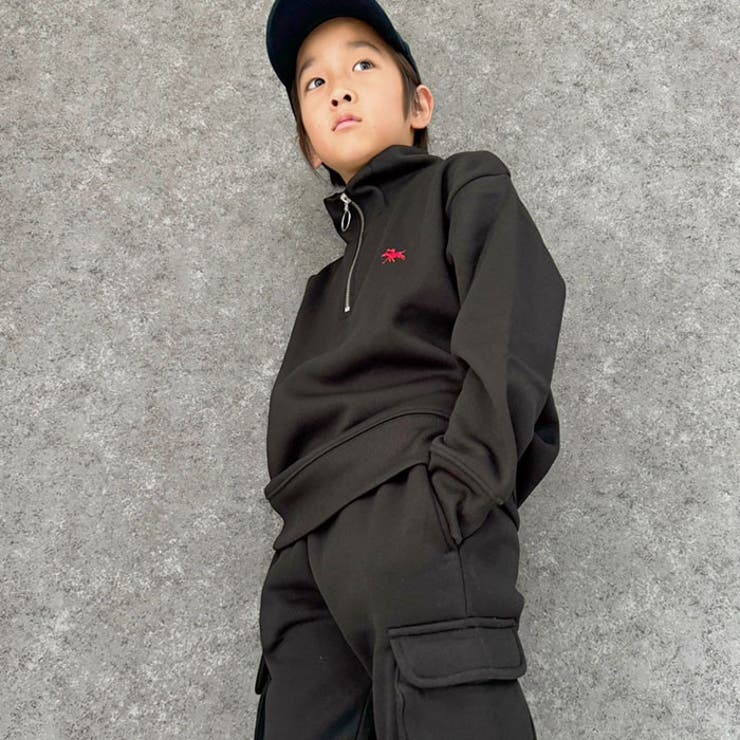 POLOCHAMPSポロチャンプスオーバーサイズハーフジップトレーナーキッズ子供服男の子女の子長袖トップススウェットビッグシルエットBIGビックゆったり大きめゴ刺繍裏起毛カジュアルブランド110cm120cm130cm140cm150cm160cm「PL44-08」