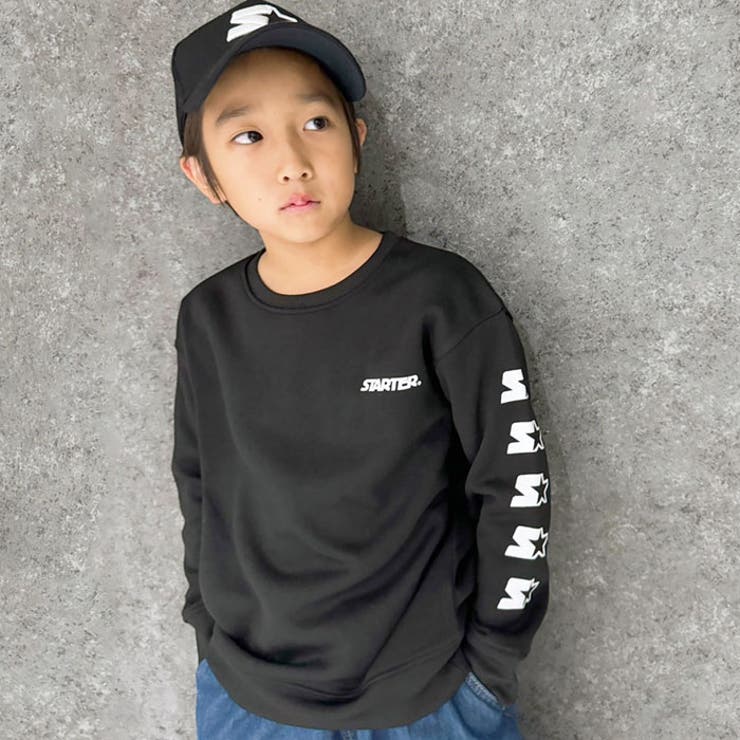 STARTERスターターBIGトレーナーキッズ子供服男の子女の子長袖トップススウェットビッグシルエットビックオーバーサイズロゴプリント裏起毛ブランド冬物冬服秋物秋服ジュニア韓国子供服110cm120cm130cm140cm150cm160cm「STA44-02」