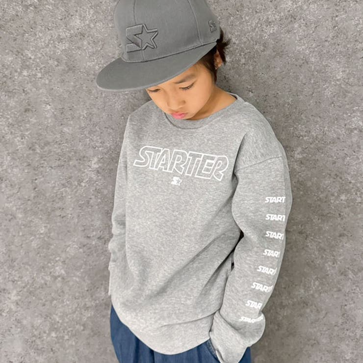 STARTERスターターBIGトレーナーキッズ子供服男の子女の子長袖トップススウェットビッグシルエットビックオーバーサイズロゴプリント裏起毛ブランド冬物冬服秋物秋服ジュニア韓国子供服110cm120cm130cm140cm150cm160cm「STA44-02」