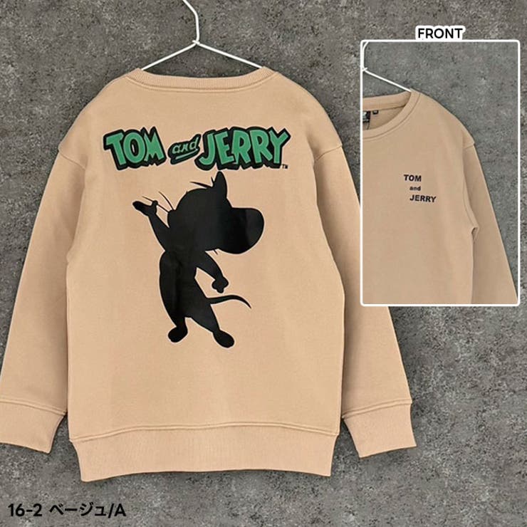 TOM&JERRYバックプリントBIGトレーナーキッズ子供服男の子女の子キャラクタートム＆ジェリートムとジェリートムジェリ長袖トップススウェットビッグシルエットビック裏起毛冬物冬服秋物秋服110cm120cm130cm140cm150cm160cm「T44-00」