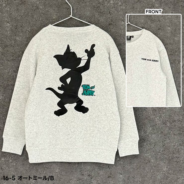 TOM&JERRYバックプリントBIGトレーナーキッズ子供服男の子女の子キャラクタートム＆ジェリートムとジェリートムジェリ長袖トップススウェットビッグシルエットビック裏起毛冬物冬服秋物秋服110cm120cm130cm140cm150cm160cm「T44-00」