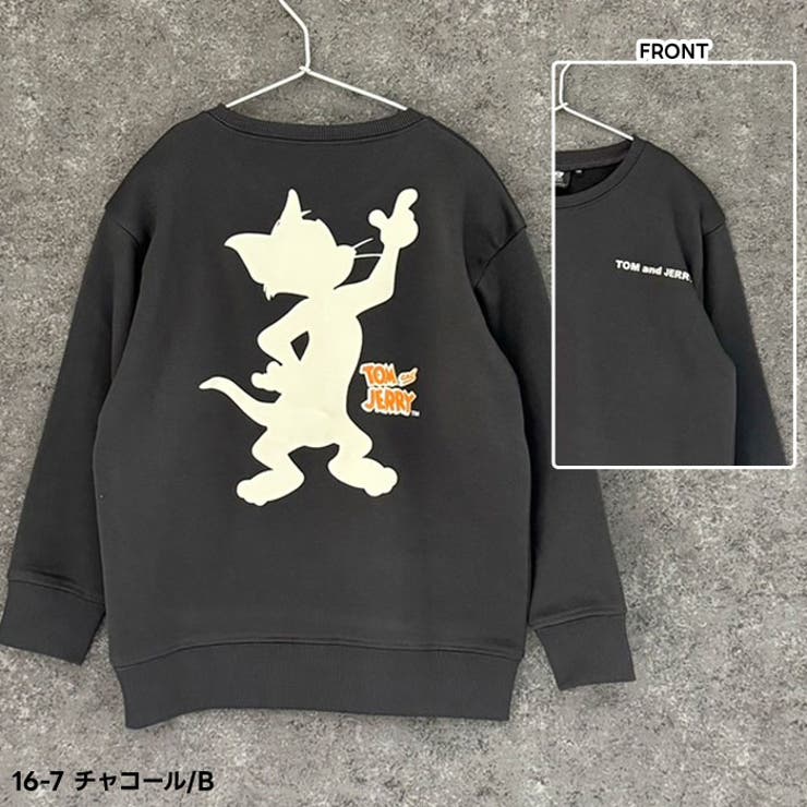 TOM&JERRYバックプリントBIGトレーナーキッズ子供服男の子女の子キャラクタートム＆ジェリートムとジェリートムジェリ長袖トップススウェットビッグシルエットビック裏起毛冬物冬服秋物秋服110cm120cm130cm140cm150cm160cm「T44-00」