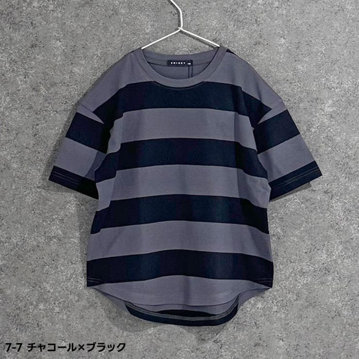 SHISKY オーバーサイズ ワイドボーダーTシャツ[品番：MSSK1628190