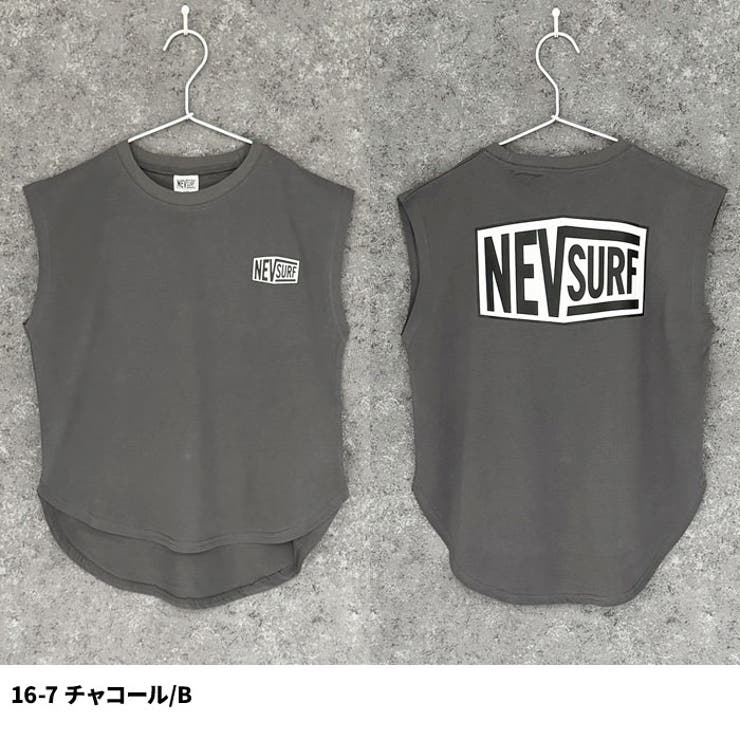 【送料無料】NEVSURFオーバーサイズノースリーブTシャツキッズ子供服男の子女の子フレンチスリーブタンクトップBIGビッグシルエットビックネブサーフブランドロゴジュニア夏物夏服韓国子供服110cm120cm130cm140cm150cm160cm「N25-03」