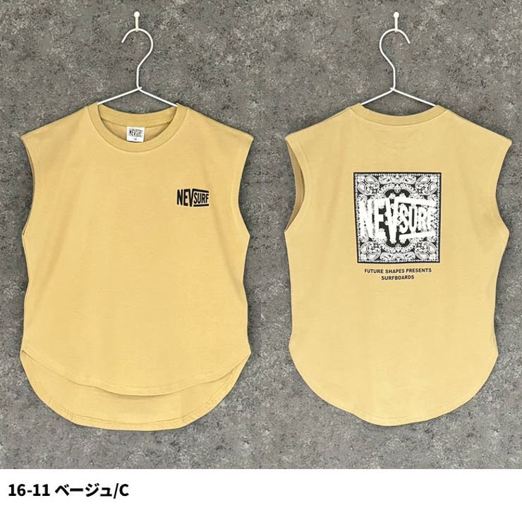 【送料無料】NEVSURFオーバーサイズノースリーブTシャツキッズ子供服男の子女の子フレンチスリーブタンクトップBIGビッグシルエットビックネブサーフブランドロゴジュニア夏物夏服韓国子供服110cm120cm130cm140cm150cm160cm「N25-03」