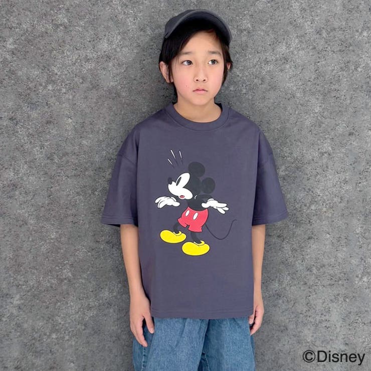 【送料無料】MICKEYMOUSEオーバーサイズＴシャツキッズ子供服男の子女の子キャラクターミッキーマウスDisneyディズニー半袖ティーシャツプリントBIGビッグシルエットビックグッズ公式ジュニア夏物夏服110cm120cm130cm140cm150cm160cm「M25-00」