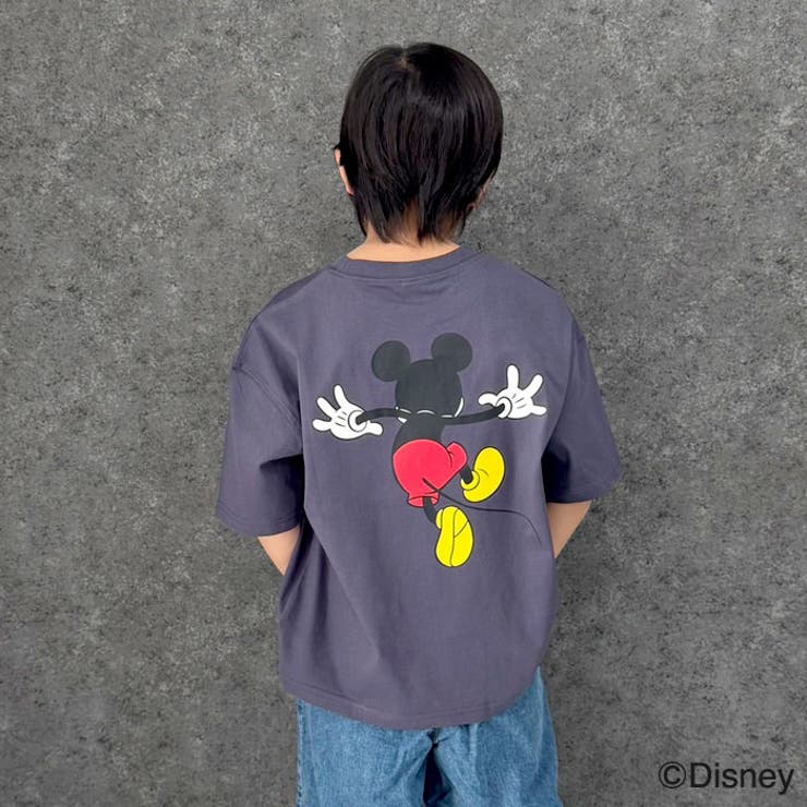 【送料無料】MICKEYMOUSEオーバーサイズＴシャツキッズ子供服男の子女の子キャラクターミッキーマウスDisneyディズニー半袖ティーシャツプリントBIGビッグシルエットビックグッズ公式ジュニア夏物夏服110cm120cm130cm140cm150cm160cm「M25-00」