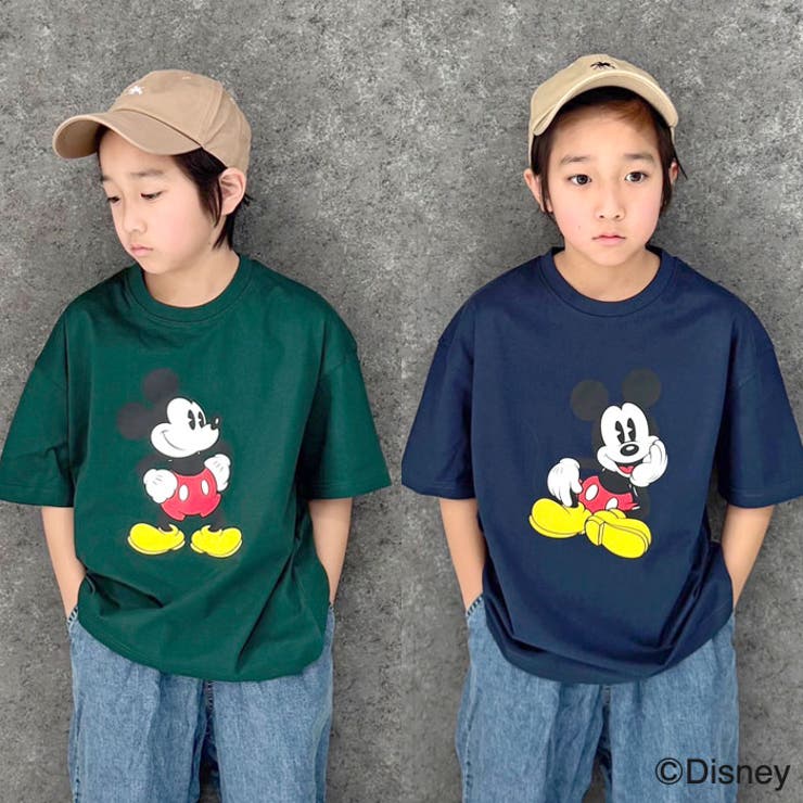 【送料無料】MICKEYMOUSEオーバーサイズＴシャツキッズ子供服男の子女の子キャラクターミッキーマウスDisneyディズニー半袖ティーシャツプリントBIGビッグシルエットビックグッズ公式ジュニア夏物夏服110cm120cm130cm140cm150cm160cm「M25-02」