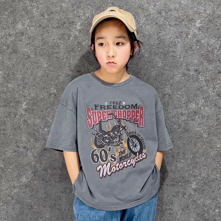 【送料無料】SHISKYピグメント染めオーバーサイズプリントTシャツキッズ子供服男の子女の子半袖ティーシャツBIGビッグシルエットビックヴィンテージプリントゆったり大きめジュニアアメカジ夏物夏服110cm120cm130cm140cm150cm160cm「125-00」