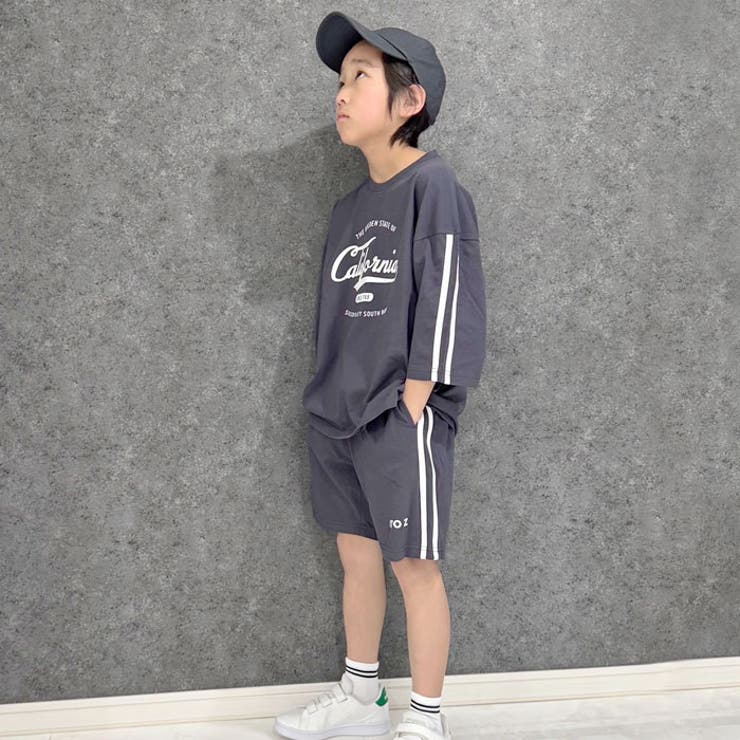 【送料無料】SHISKYセットアップSETUPキッズ子供服男の子女の子上下セット半袖Tシャツハーフパンツ半ズボンサイドラインBIGビッグシルエットルームウエア部屋着パジャマダンス衣装ジュニア夏物夏服110cm120cm130cm140cm150cm160cm「425-01」