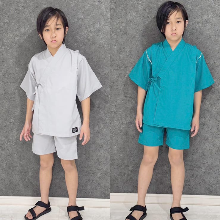 【送料無料】SHISKYICEFABRIC綿タッチ甚平キッズ子供服男の子接触冷感SHISKYおしゃれお祭りイベント浴衣和服和装ジンベイこども子どもセットアップ上下セット部屋着ジュニア夏物夏服韓国子供服110cm120cm130cm140cm150cm160cm「935-00」