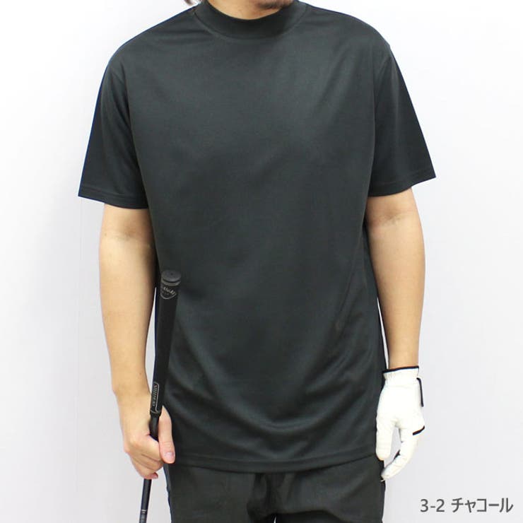【送料無料】ゴルフウェアメンズTシャツ半袖ゴルフハイネックカノコ鹿子ロゴスポーツウェアGOLFMLXL「G22000」