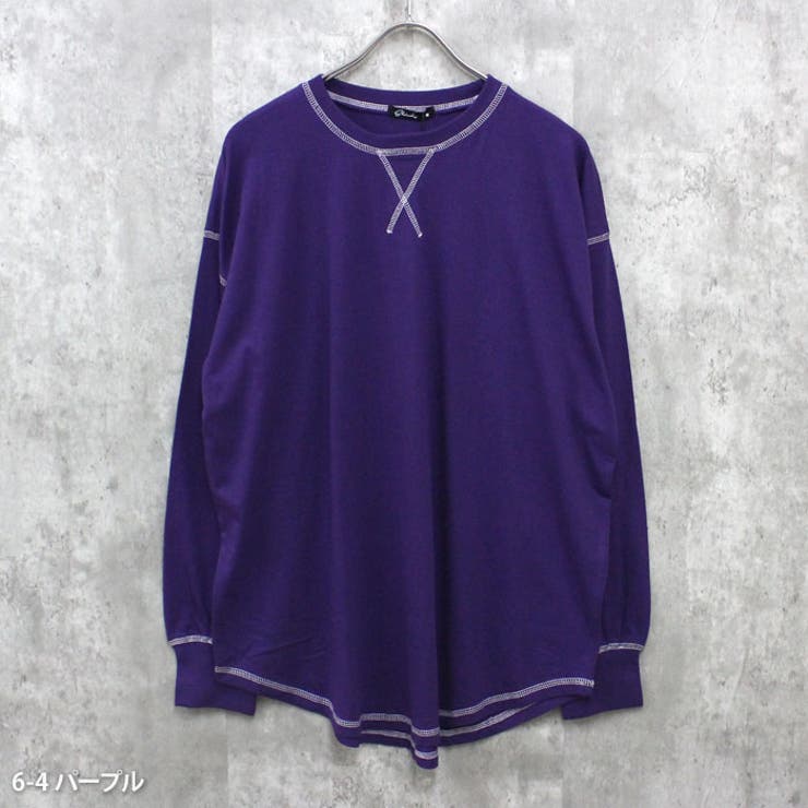 【送料無料】配色ステッチBIGロンTメンズ長袖Tシャツティーシャツクルーネックガゼット無地ワンポイントゆるシルエットビッグシルエットオーバーサイズ大きめゆったりシスキーカジュアルストリートシンプルMLXL「844-10」