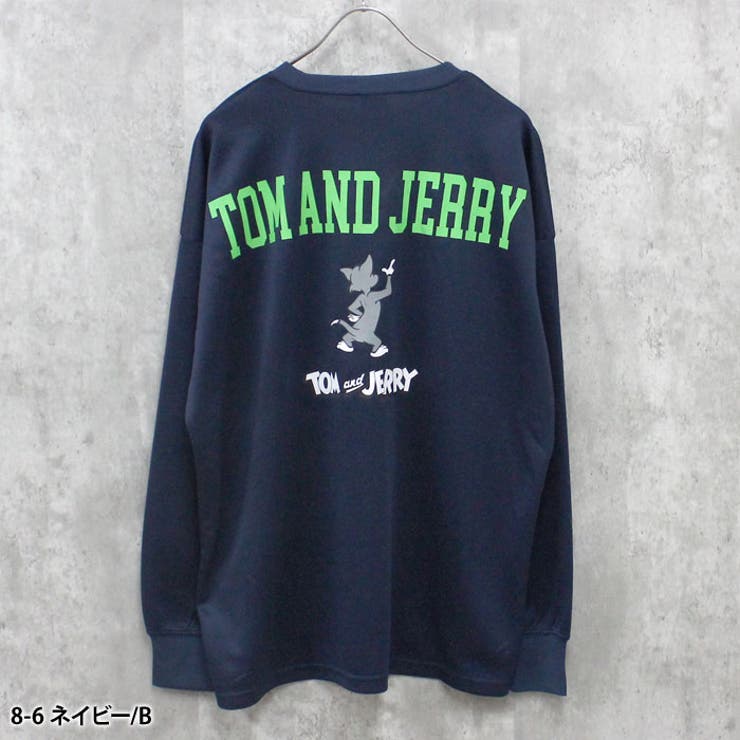 TOM&JERRYバックプリントBIGトレーナーメンズ長袖トップススウェットスエットプルオーバーキャラクタートムとジェリーゆるサイズビッグシルエット大きめゆったりプリントMENSアメカジカジュアルストリートMLXL「T43-101」