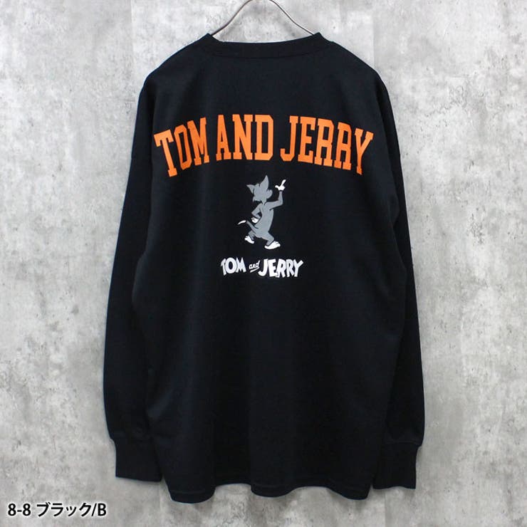 TOM&JERRYバックプリントBIGトレーナーメンズ長袖トップススウェットスエットプルオーバーキャラクタートムとジェリーゆるサイズビッグシルエット大きめゆったりプリントMENSアメカジカジュアルストリートMLXL「T43-101」