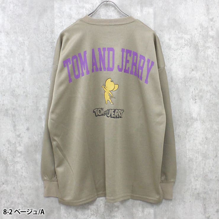 TOM&JERRYバックプリントBIGトレーナーメンズ長袖トップススウェットスエットプルオーバーキャラクタートムとジェリーゆるサイズビッグシルエット大きめゆったりプリントMENSアメカジカジュアルストリートMLXL「T43-101」