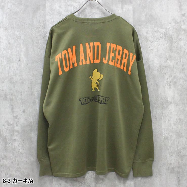 TOM&JERRYバックプリントBIGトレーナーメンズ長袖トップススウェットスエットプルオーバーキャラクタートムとジェリーゆるサイズビッグシルエット大きめゆったりプリントMENSアメカジカジュアルストリートMLXL「T43-101」