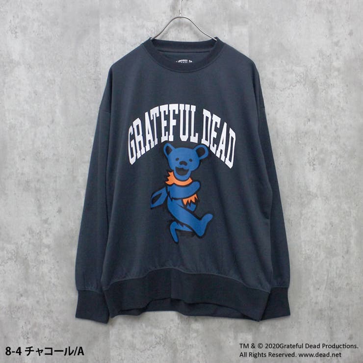 GRATEFULDEADオーバーサイズトレーナーメンズ長袖トップススウェットスエットプルオーバーキャラクターグレイトフルデッドゆるサイズビッグシルエット大きめゆったりプリントMENSアメカジカジュアルストリートMLXL「GF44-101」