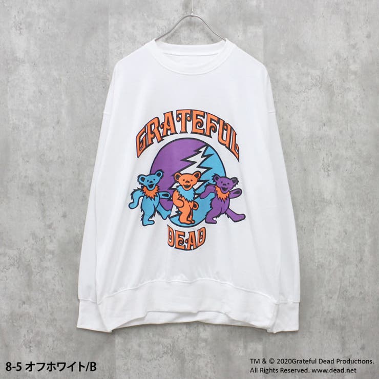 GRATEFULDEADオーバーサイズトレーナーメンズ長袖トップススウェットスエットプルオーバーキャラクターグレイトフルデッドゆるサイズビッグシルエット大きめゆったりプリントMENSアメカジカジュアルストリートMLXL「GF44-101」