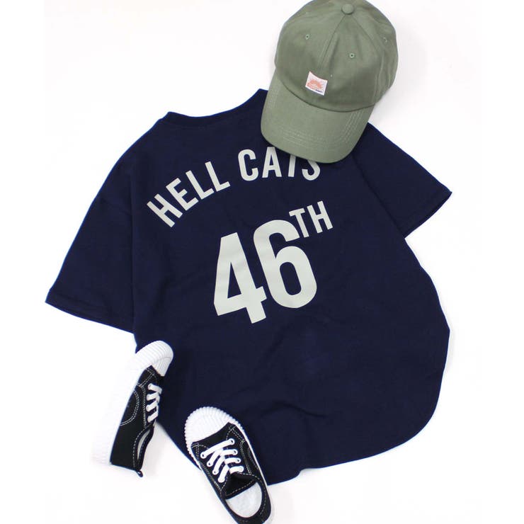 16-16ネイビー/D | ラウンドヘムTシャツ BIGｔシャツ キッズ | NEXT WALL