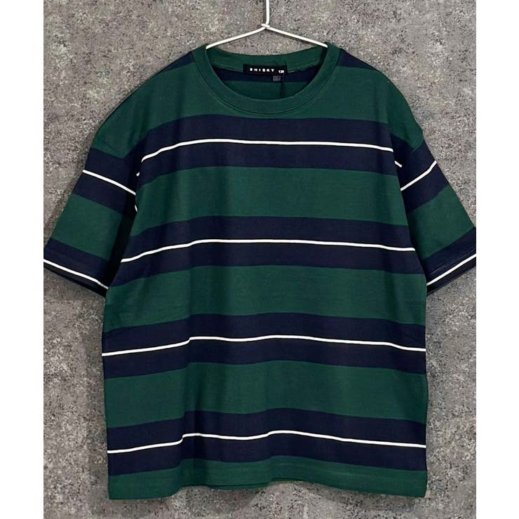 18-15D/グリーン/C | ボーダーBIG Tシャツ キッズ | NEXT WALL
