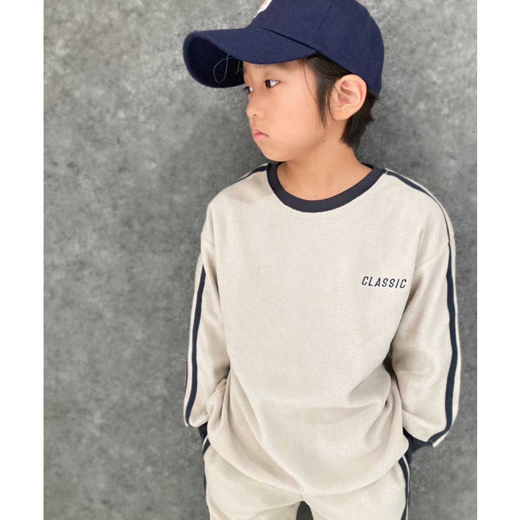 6-1G/ベージュ | 袖ラインBIGフリーストレーナー キッズ 子供服 | NEXT WALL