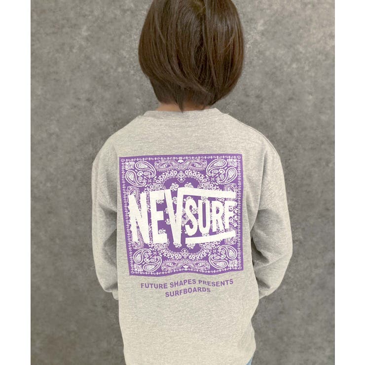 16-6杢グレー/B | NEVSURFバックプリントBIGロンT キッズ 子供服 | NEXT WALL