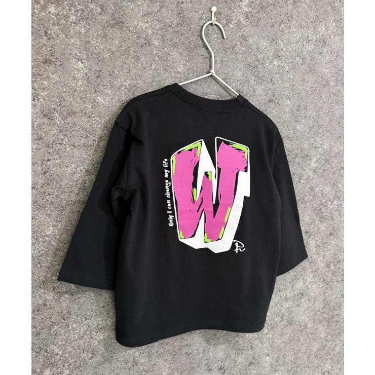 16-12ブラック/C | オーバーサイズプリントロンT キッズ 長袖Tシャツ | NEXT WALL